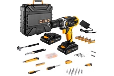Аккумуляторная дрель-шуруповерт Deko DKCD20FU-Li + набор 195 инструментов для дома, 20 В, 2х2.0 Ач, в кейсе 063-4135