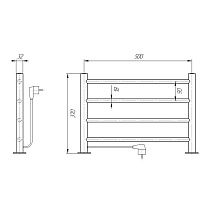 Полотенцесушитель-полка электрический Domoterm Полка DMT-T4 38x53 EK ТЭН слева, хром