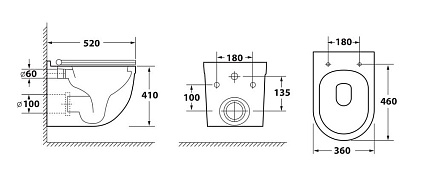 Подвесной унитаз Owl 1975 Eld Cirkel-H TOWLT190101 безободковый, с микролифтом