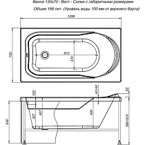 Акриловая ванна Aquanet West 130x70 см, 00204051