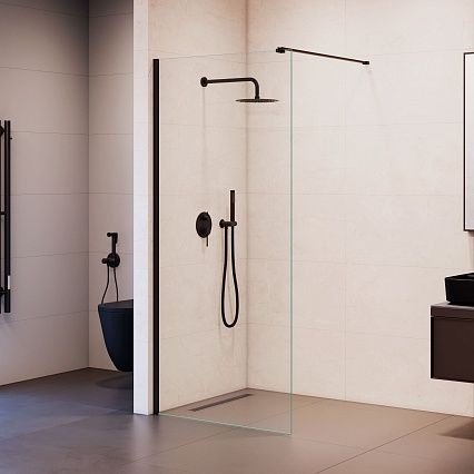 Душевая перегородка RGW Walk In WA-210B 120x195 с крючком для полотенца/халата, черный, прозрачное 351021011-14 Душевая перегородка RGW Walk In WA-210B 120x195 с крючком для полотенца/халата, черный, прозрачное 351021011-14