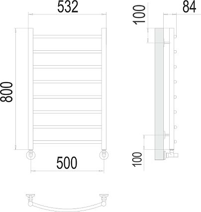 Полотенцесушитель водяной Terminus Классик П8 500x800, 4670078530271