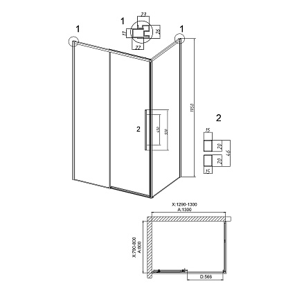 Душевой уголок Grossman Galaxy 120.K33.01.1380.42.10 130x80 тонированный, графит сатин