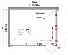 Душевой уголок BelBagno UNO-195-AH-2-120/90-P-Cr 120x90 рифленый