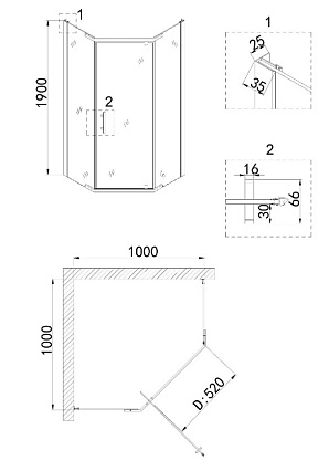 Душевой уголок Niagara Nova NG-6634-08 100x100 прозрачный, хром