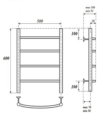 Полотенцесушитель электрический Point PN04156BRE П4 50x60 бронза