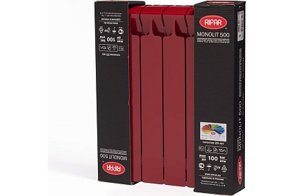 Радиатор биметаллический Rifar 33 Monolit 500-6 Ду 3/4 RAL 3011 БОРДО RM50063/43011