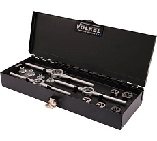 Набор плашек VOLKEL М3-М12 DINEN22568 HSS-G 19 предметов V49599