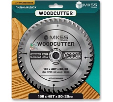 Диск пильный по дереву MKSS Toolbox Woodcutter WC1900 190x48Тх30/20 мм WC19004830
