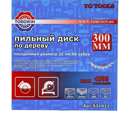 Пильный диск по дереву 300x32 мм, 60Z TORGWIN S31411