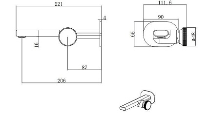 Смеситель для раковины Black&White Gravity GF-7407-GM оружейная сталь