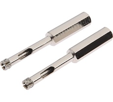 Сверло алмазное по стеклу и керамике 6x65 мм, 2 шт, трехгранный хвостовик Тундра 1935829