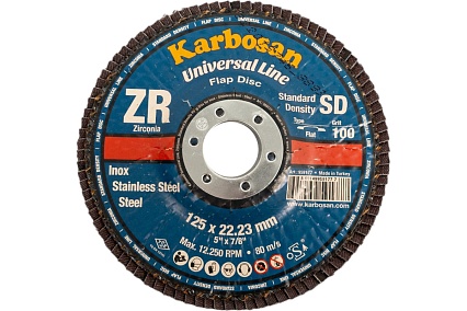 Круг лепестковый торцевой, прямой, цирконат 65% 125х22.2 мм, P-100 ABRAFORM AF-FLAP-FT-125-P100-ZR65
