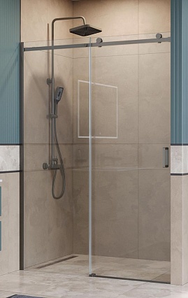 Душевая дверь BelBagno SOFT_CLOSE-2-BF-1-140-C-GM 140x200 прозрачная, оружейная сталь