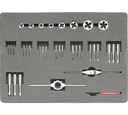 Набор метчиков и плашек Bucovice Tools M24 M3-M24, HSS, 60пр 340240