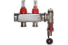 Коллектор ColSys p884 2 выхода с расходомерами, воздухоотводчиком и дренажным шаровым краном 188410502