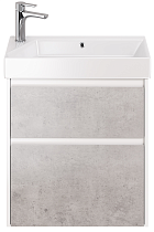 Тумба с раковиной Dreja Slim 65 см белый глянец/бетон