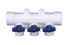 Коллектор с синими ручками TEBO PPR 32x20 3 выхода 030091212