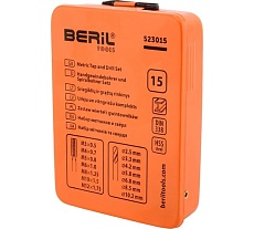 Набор метчиков с воротком и сверлами Beril М3-М12, 2.5-10.2 мм, 15 предметов 523015 13689