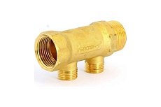 Коллектор Tiemme 2 отвода, 3/4&quot;х3/4(18) евроконус (латунь) 1910024 / 1883G180502