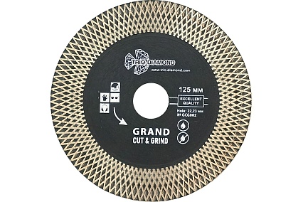 Диск алмазный отрезной Турбо серия Grand Cut & Grind 125х22.23 мм TRIO-DIAMOND GCG002