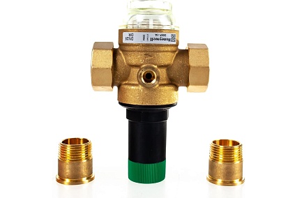 Клапан понижения давления на холодную воду Honeywell диапазон регулировки 1.5-6 атм D06F-1"A