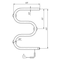 Полотенцесушитель электрический Domoterm М-образный DMT 107-32 60x40 ТЭН справа, хром