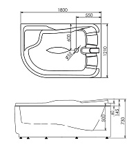 Акриловая ванна Gemy G9083 K R 180x122 см