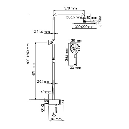 Душевая стойка WasserKRAFT A113.069.127.CH Thermo с термостатом, хром