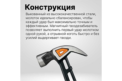 Молоток с загнутым гвоздодёром Fiskars L 20oz 13.5 дюймов 1027203