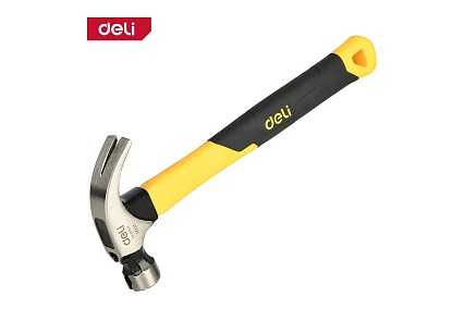 Молоток-гвоздодер Deli DL5002F 450гр, магнит, противоскользящий боек, фибергласовая рукоять 168272