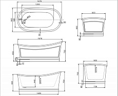 Акриловая ванна BelBagno BB32-CF36 167x90 серый матовый