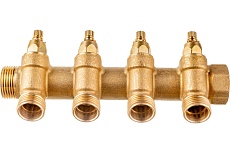 Коллектор Uni-Fitt НВ 3/4&quot;, 4х1/2&quot;, Н 40 мм, с вентилями 400G3240