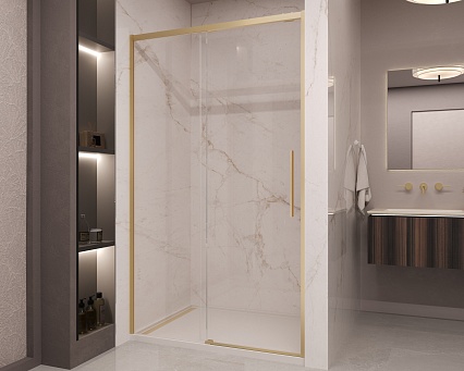 Душевая дверь Vincea Stella VDS-1ST110CLG 110x200 брашированное золото, прозрачная