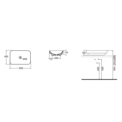 Раковина Azzurra Elegance ELLG060400S0BI/(ESO60 bi)*0 60 см белый