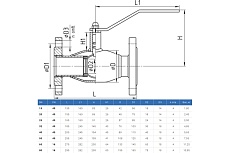 Шаровой кран TEMPER 293 Ду50 РУ40 полнопроходной фланцевый стальной D160-16215