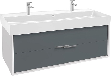 Мебель для ванной Jacob Delafon Vivienne NEW 120 см с ручками, белый блест./серый