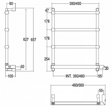 Полотенцесушитель электрический Margaroli Sole 542/TS бронза 5424704OBNBTS