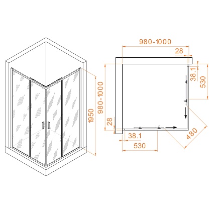 Душевой уголок RGW Passage PA-39B 100x100 прозрачное, черный 03083900-14