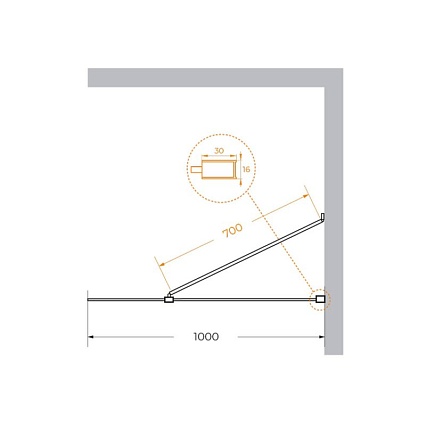 Душевая перегородка Cezares LIBERTA-L-1-TB-100-C-NERO 100x195 прозрачная, профиль черный