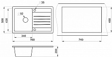 Кухонная мойка Granula Standart ST-7602 76 см графит