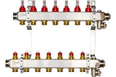 Комплект коллекторов Danfoss SSM-7F с расходомерами и кронштейнами 7 контуров 088U0957
