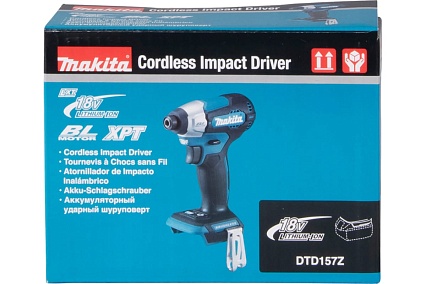 Аккумуляторный ударный шуруповерт Makita 18В, BL, XPT, Li-ion, 140 Нм DTD157Z