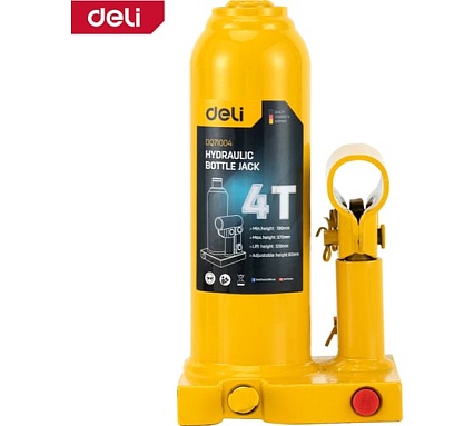 Домкрат бутылочный гидравлический 4т DQ71004 (высота подъема 190-370мм) Deli 130439