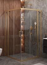 Душевой уголок Cezares MOLVENO-A-22-100+30-C-BORO-IV 130x130 прозрачный, брашированное золото