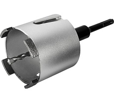 Коронка алмазная Профи по бетону 82 мм, SDS-plus, безударная, 4 сегмента высотой 10 мм Практика 908-252