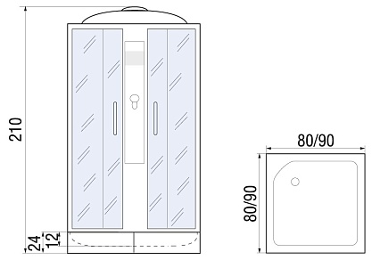 Душевая кабина River Quadro 80/24 МТ 80x80 матовая, с крышей