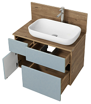 Мебель для ванной Акватон Мишель 80 см, керамогранит, раковина Лола, дуб рустикальный, фьорд