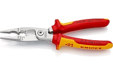 Электромонтажные клещи Knipex VDE, 6-в-1, 200 мм, диэлектрические, хром, 2К ручки, KN-1386200SB