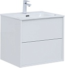 Тумба с раковиной Aquanet Lino (Flat) 60 см белый глянец